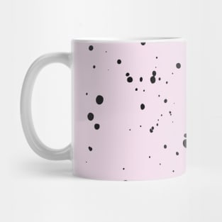 Pastel Mint Green, Pink and Black Paint Dot Drops White Background Mug